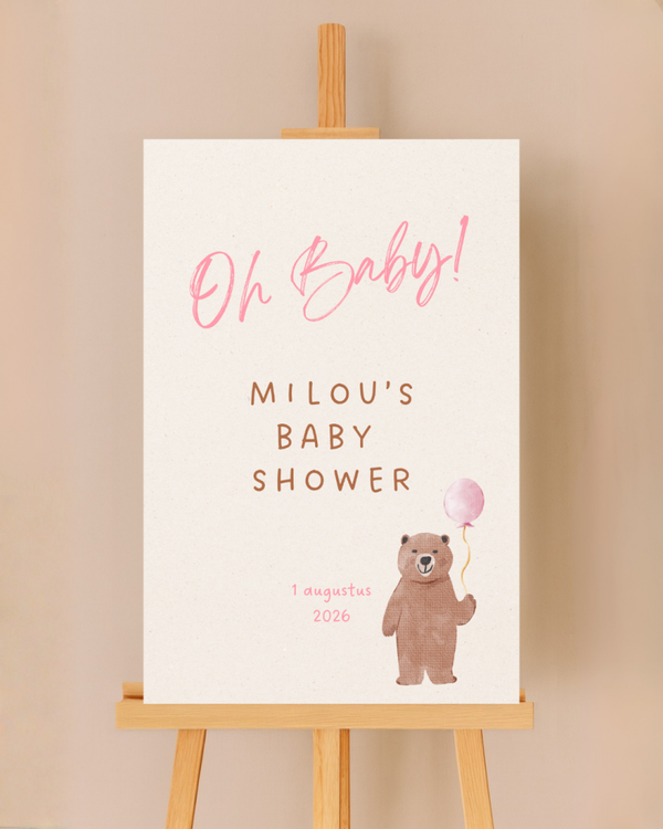 Gepersonaliseerd welkomstbord voor de babyshower