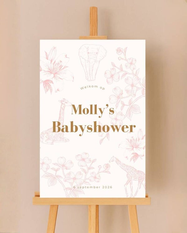 Gepersonaliseerd welkomstbord voor de babyshower