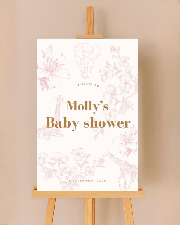 Gepersonaliseerd welkomstbord voor de babyshower