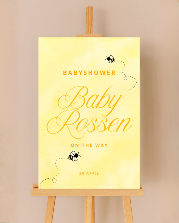 Gepersonaliseerd welkomstbord voor de babyshower