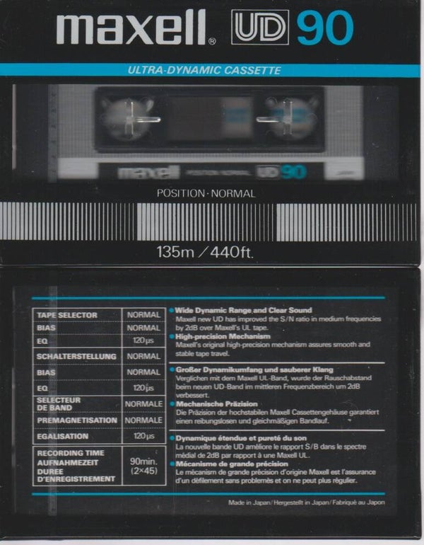 Cassette Tape K7 Maxell UD 90 Neuf x1 Made In Japan 1982 - 1984