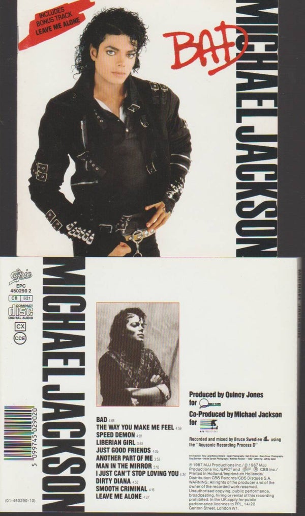 Michael Jackson Bad Cd Epic Logo - Pressage 1987 -