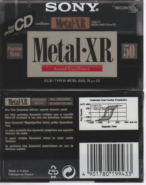 Cassette Tape K7 Sony Metal XR 50 Neuf x1 Made In France 1992 - 1994