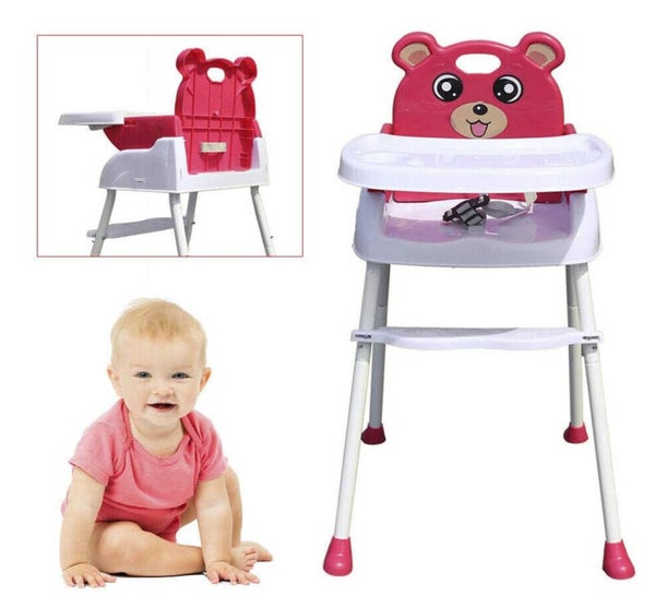 Chaise haute portable 4 en 1 pour bébé - Siège de nourrisson à dossier haut - Réglable en hauteur -