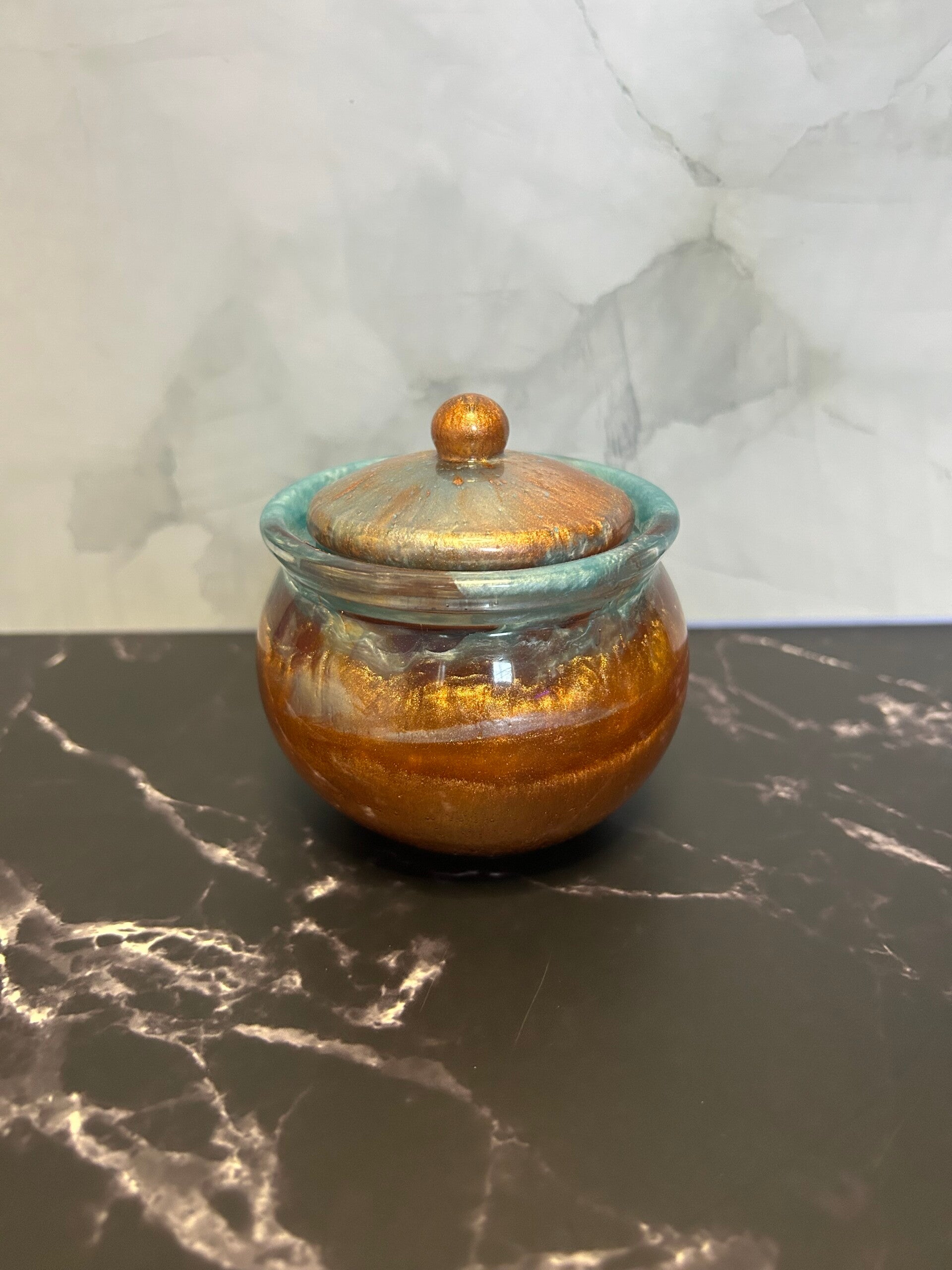 The "Copper Patina" Artisan Resin Keepsake Jar
