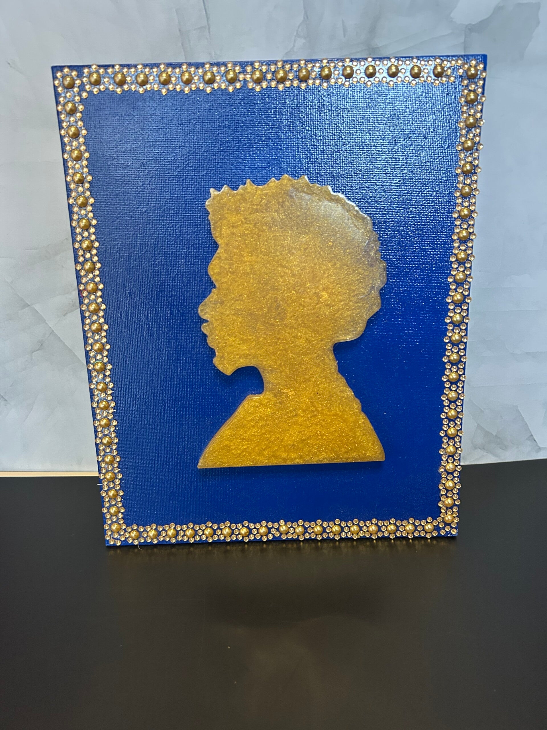 The "Golden Essence" Royal Blue Mixed Media Canvas