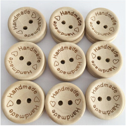 Houten knopen 5 stuks "Handmade"