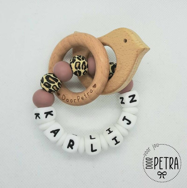 Bijtring - Leopard ash pink