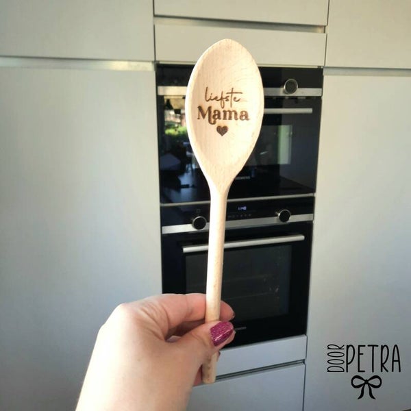Houten pollepel - Liefste mama of oma ♡