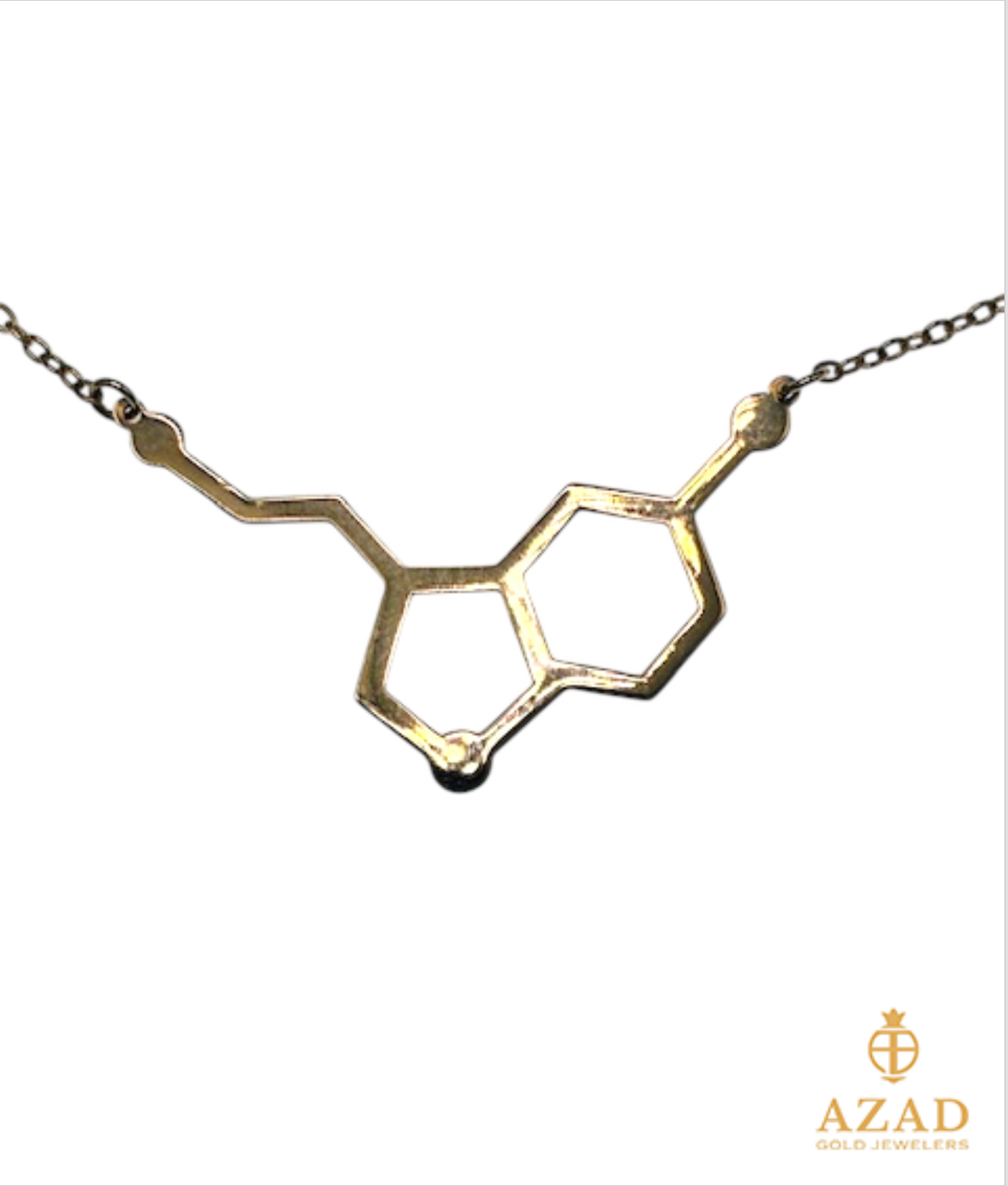 Gold Necklace with Polygon Design Integrated Pendant.  GN141811