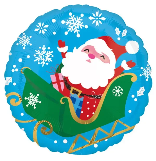 Folieballon kerstman in slee - 43 cm
