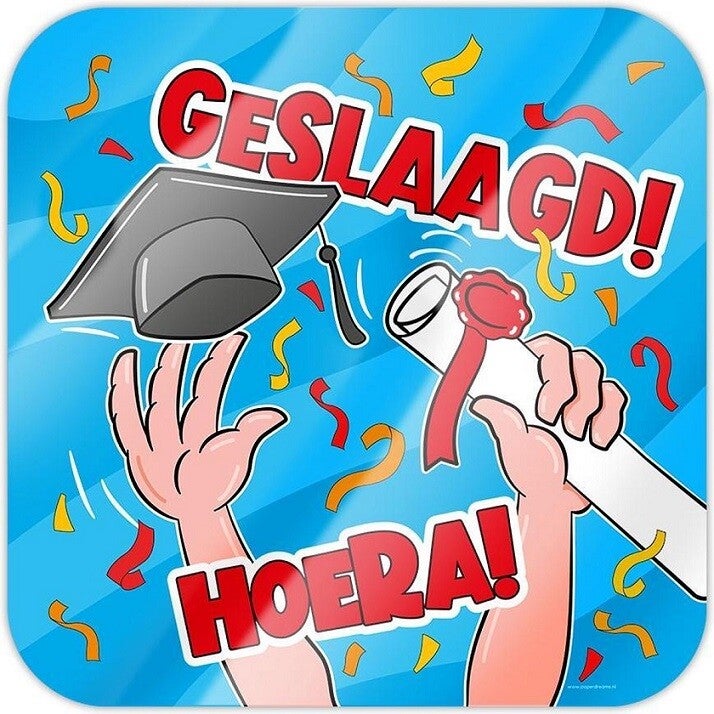 Huldeschild geslaagd blauw