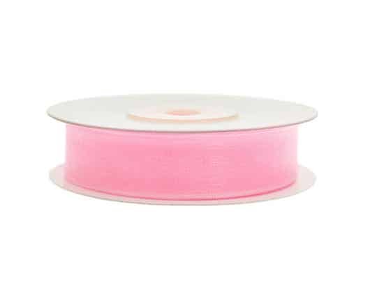 Organza lint roze 25 mm - 32 m