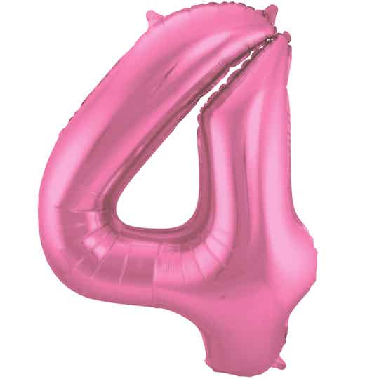 Cijferballon Roze metallic 4 - 86 cm