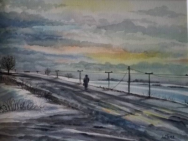 Walking on the road in Ukraine