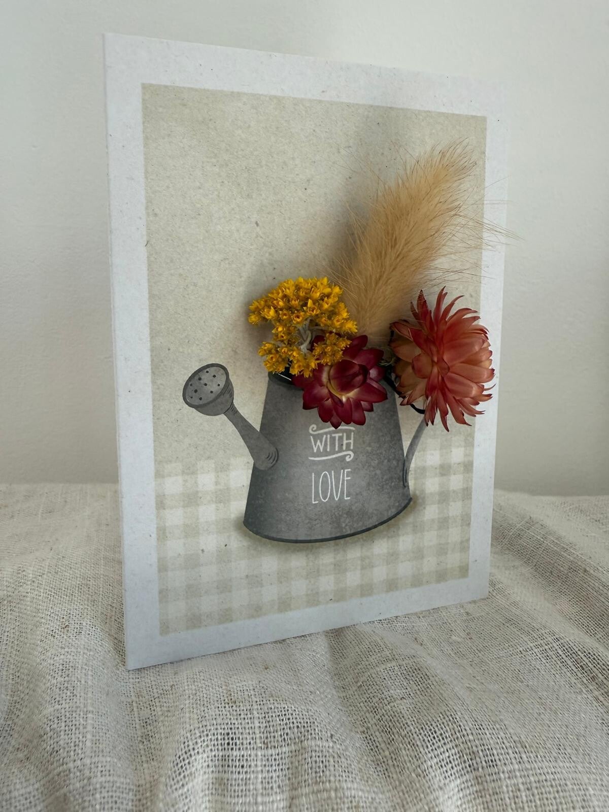 Wenskaart droogbloemen 'with love'