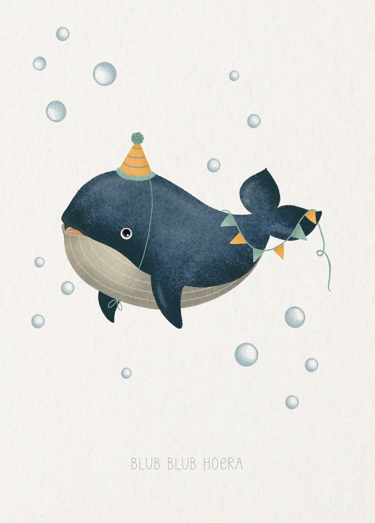 Wenskaart verjaardag 'blub blub hoera'