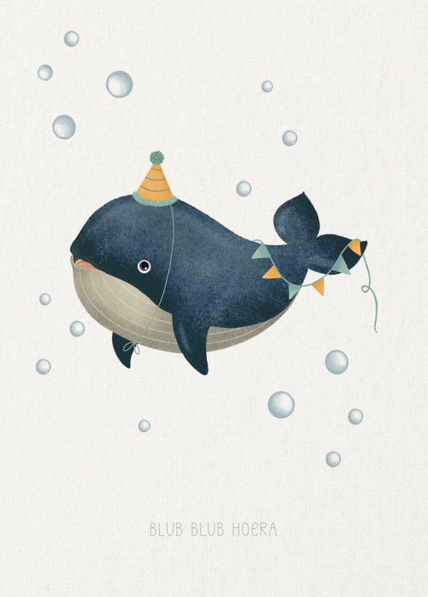 Wenskaart verjaardag 'blub blub hoera'