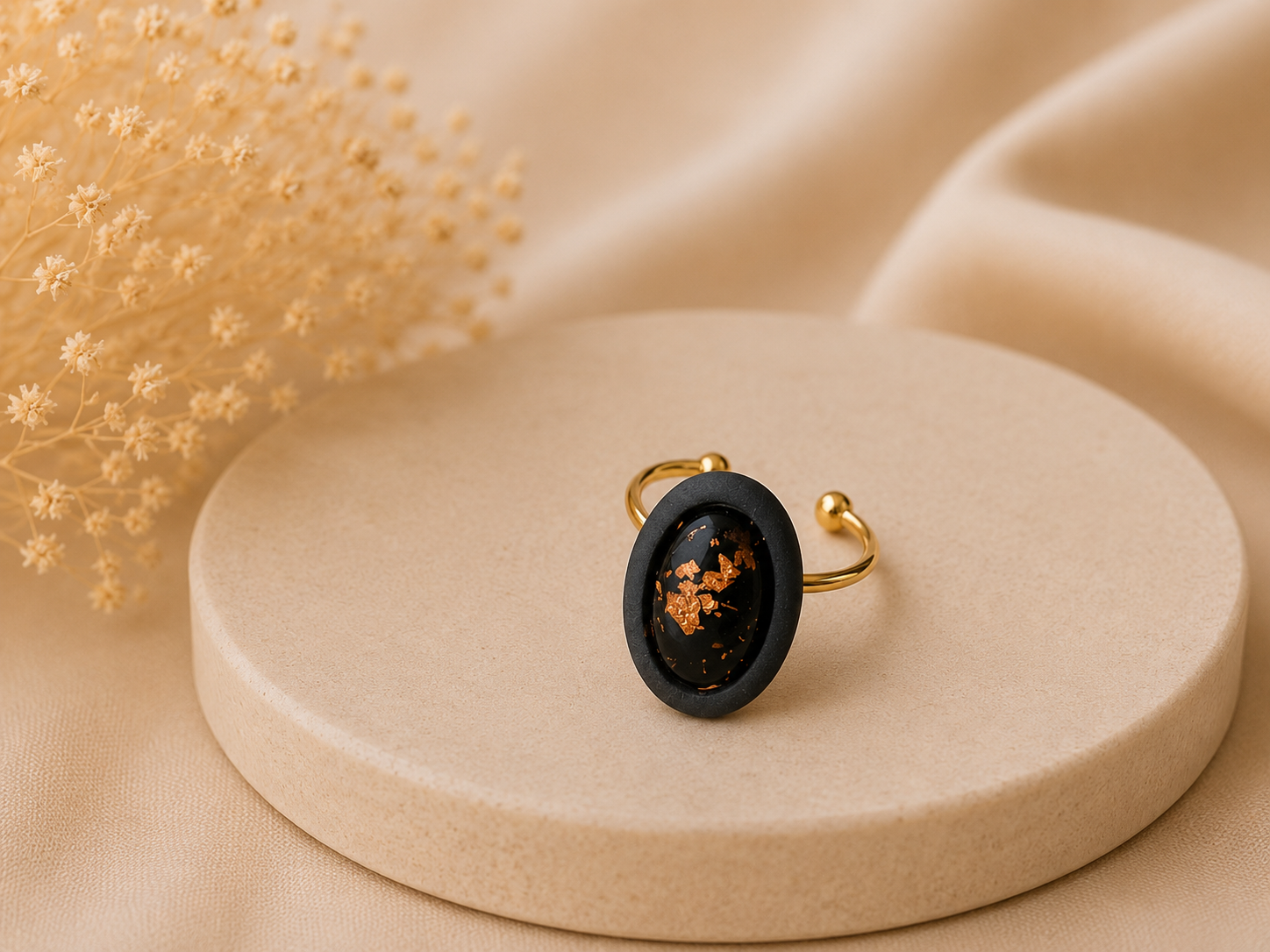 JEWELS BY JELLE - Ring zwart bladgoud