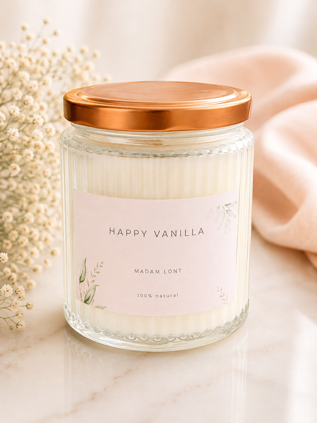 MADAM LONT - Geurkaars met deksel Happy Vanilla
