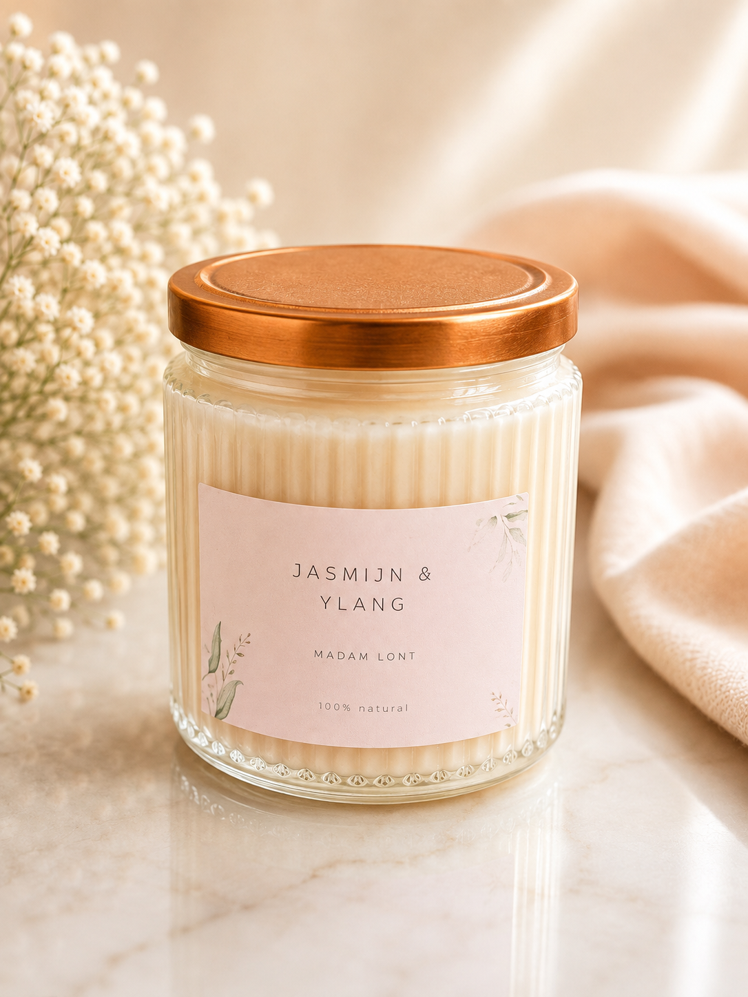 MADAM LONT - Geurkaars met deksel Jasmijn & Ylang Ylang