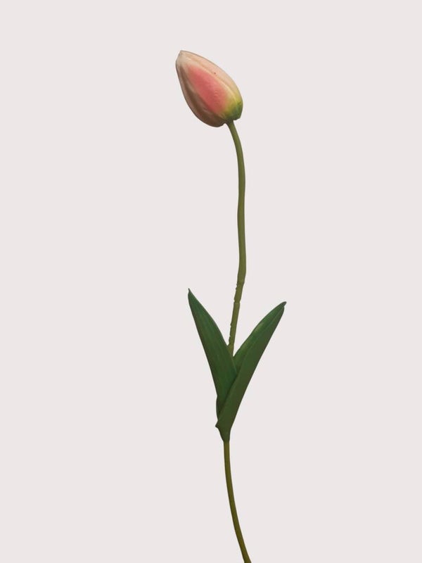 Tulipan silikonowy, 47 cm, różowo-biały, kod: 167