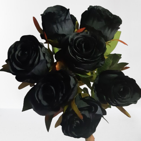 Róża bukiet, czarna, 37 cm, kod: 20722