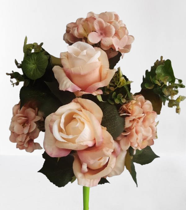 Bukiet róża z hortensją – 50 cm, herbaciany, kod: 281