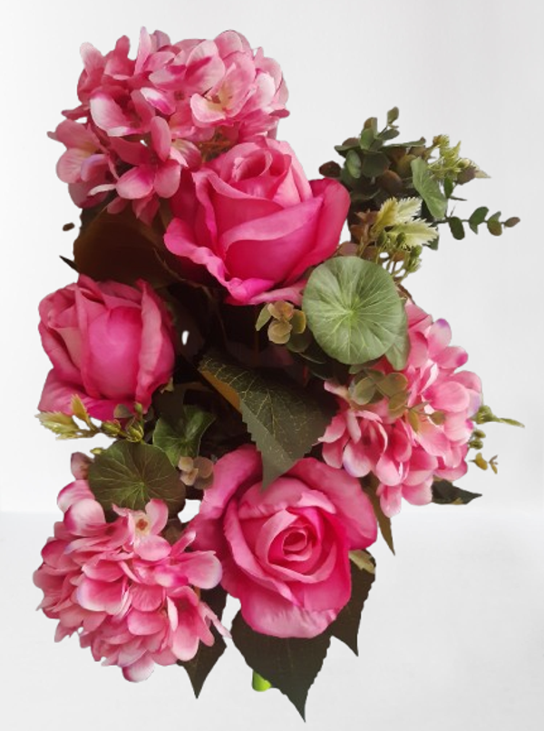 Bukiet róża z hortensją – 50 cm, róż, kod: 281