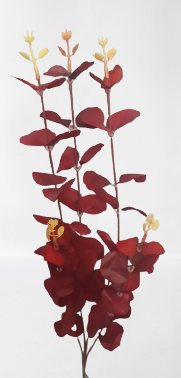 Eukaliptus na piku, 4 gałązki, 63 cm, bordo, kod: 3196