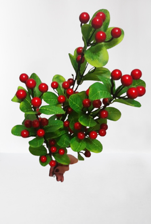 Gałązka dekoracyjna z czerwonymi jagodami – 99 cm, kod: 3825