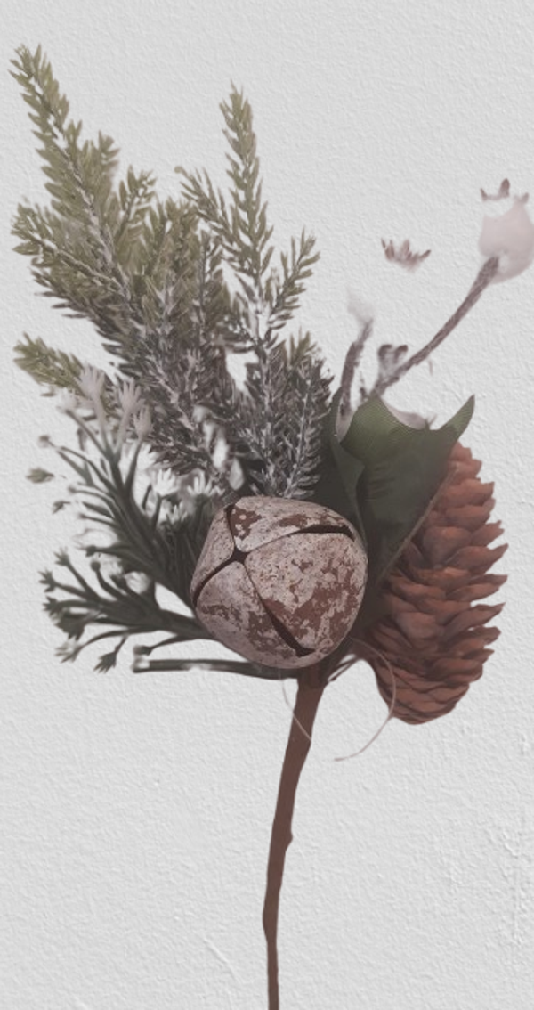 Gałązka świąteczna z metalowym dzwoneczkiem 23 cm, kod: 4275