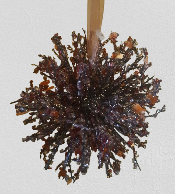 Śnieżynka z brokatem i kryształkami lodu, czarno-czerwona, kod: 5006