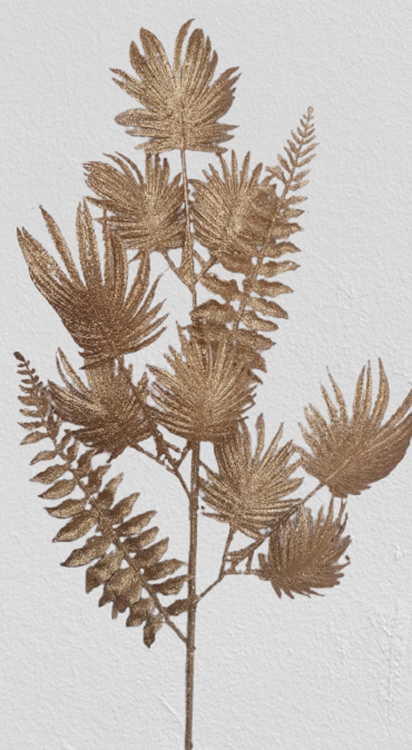 Gałązka paproci brokatowa,  100 cm, złota, kod: 914