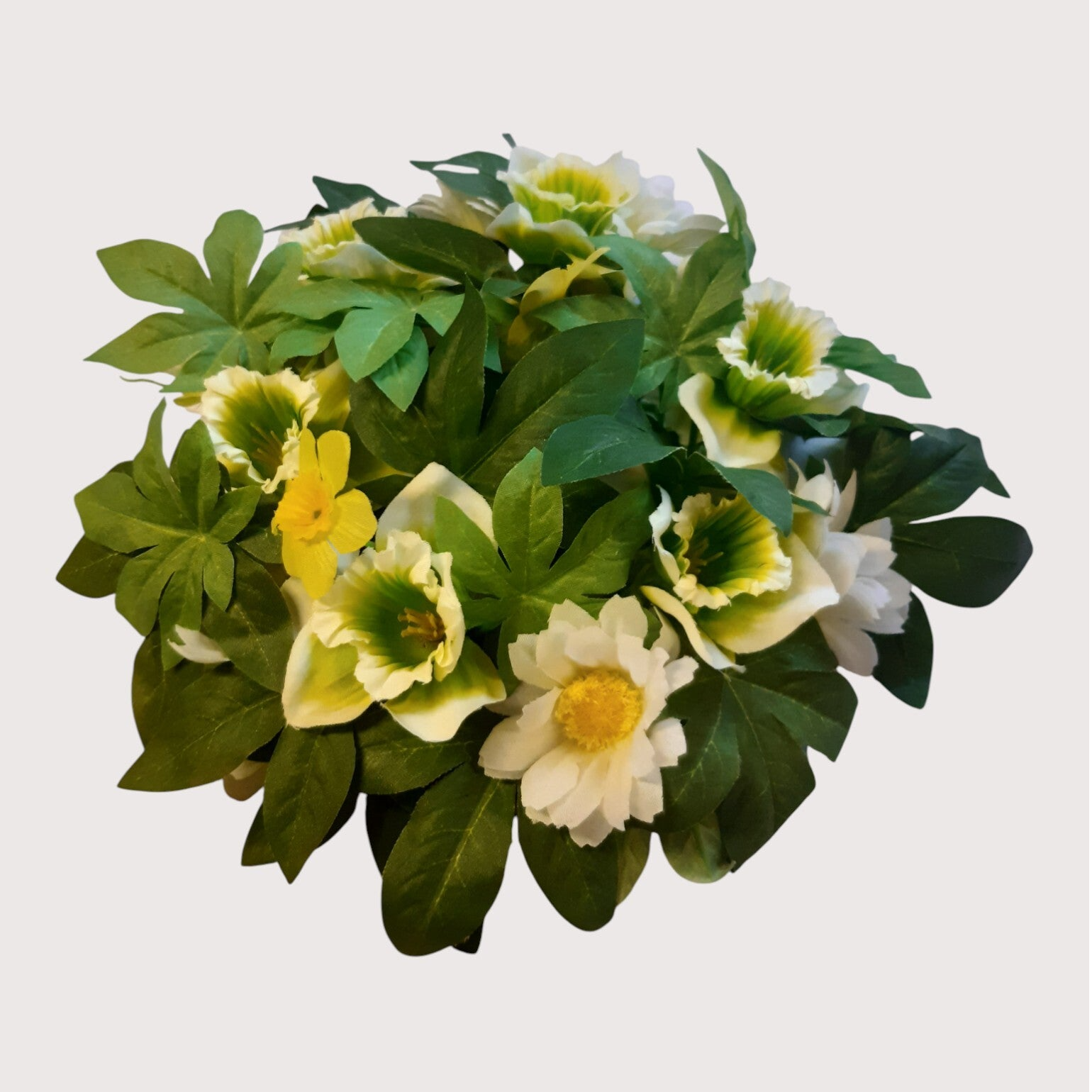 Wianek z żonkilami – 25 cm, biały, kod: 1611100