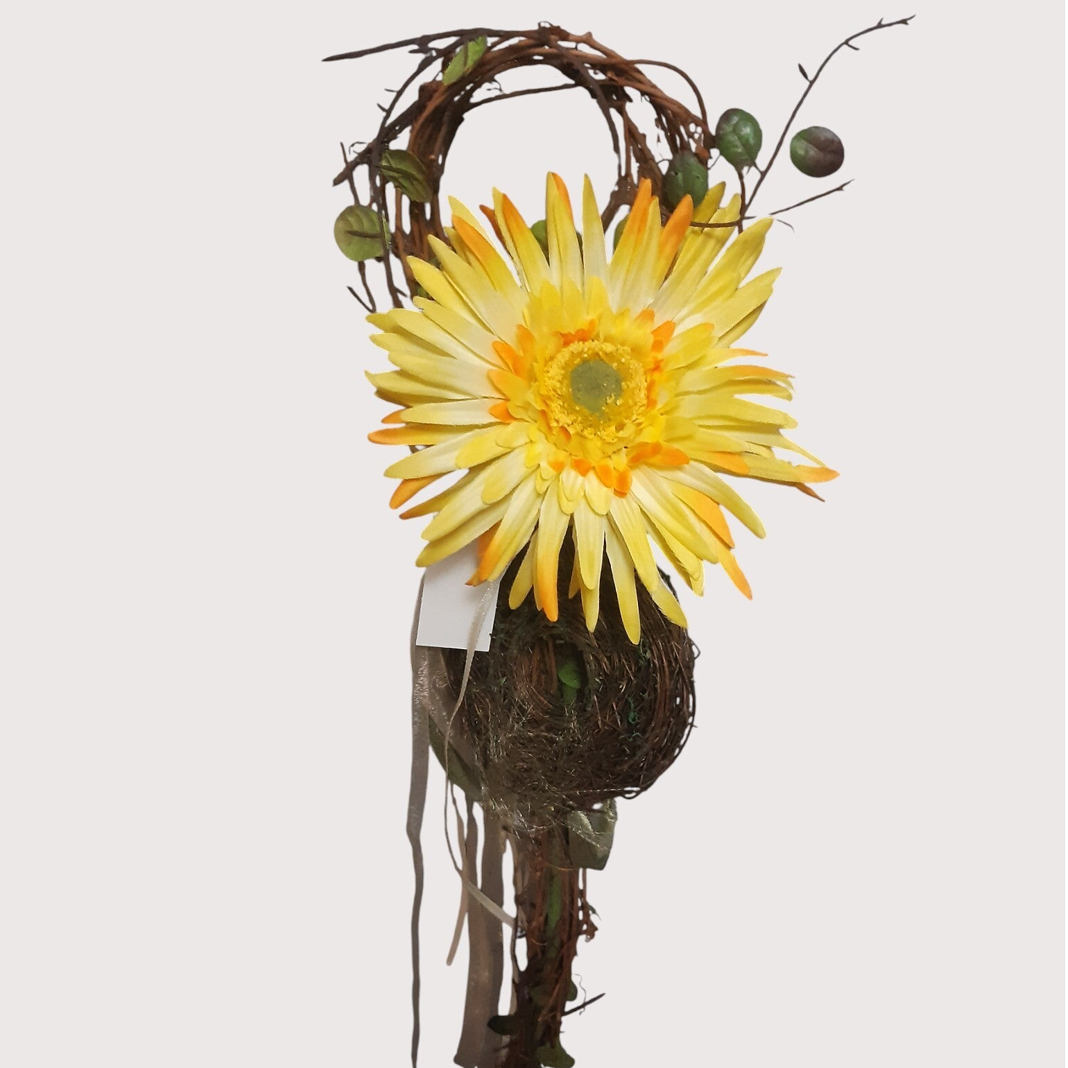 Gerbera stroik, 60 cm, żółty,  kod: 310014
