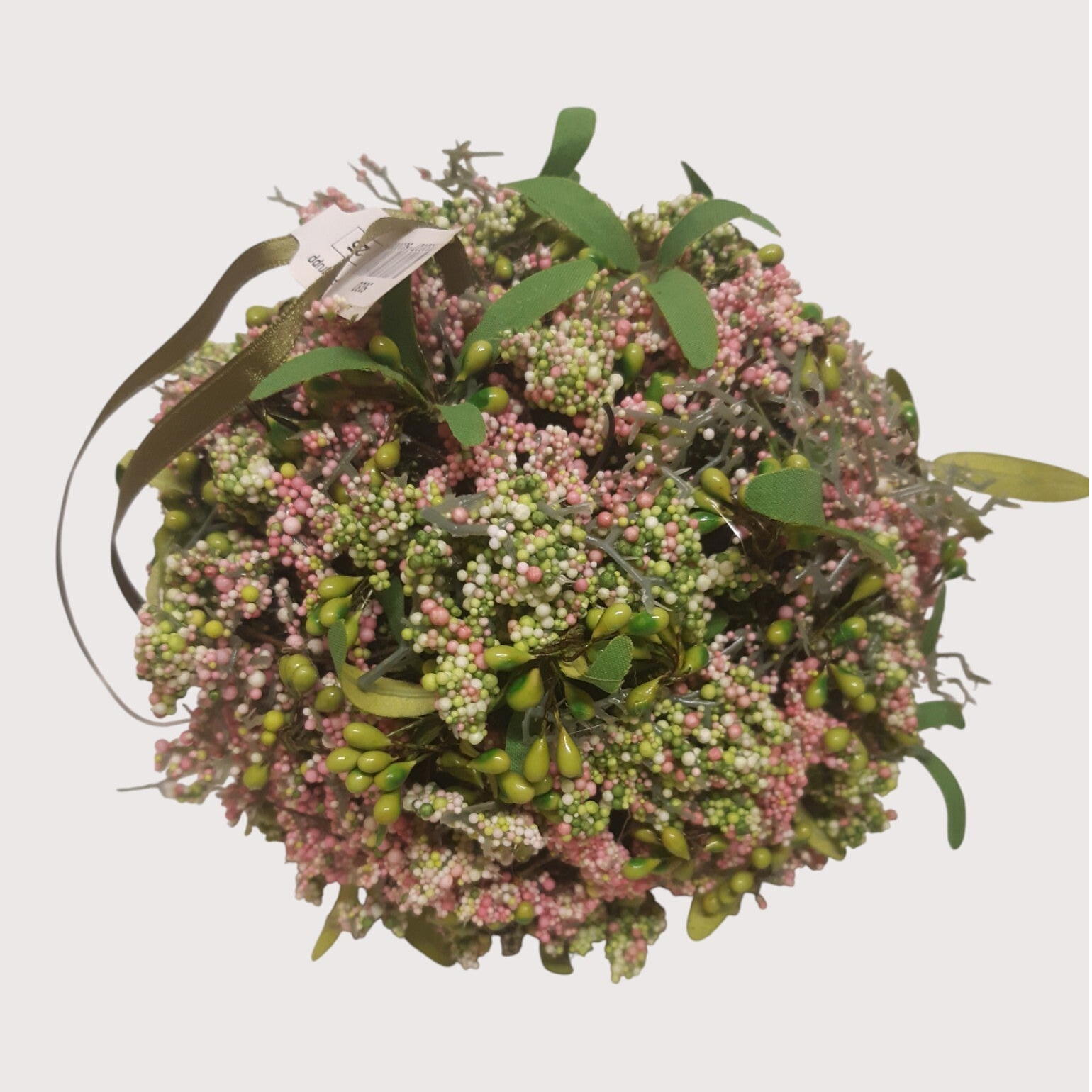 Kula dekoracyjna – 15 cm, zielono-różowa, kod: 5030