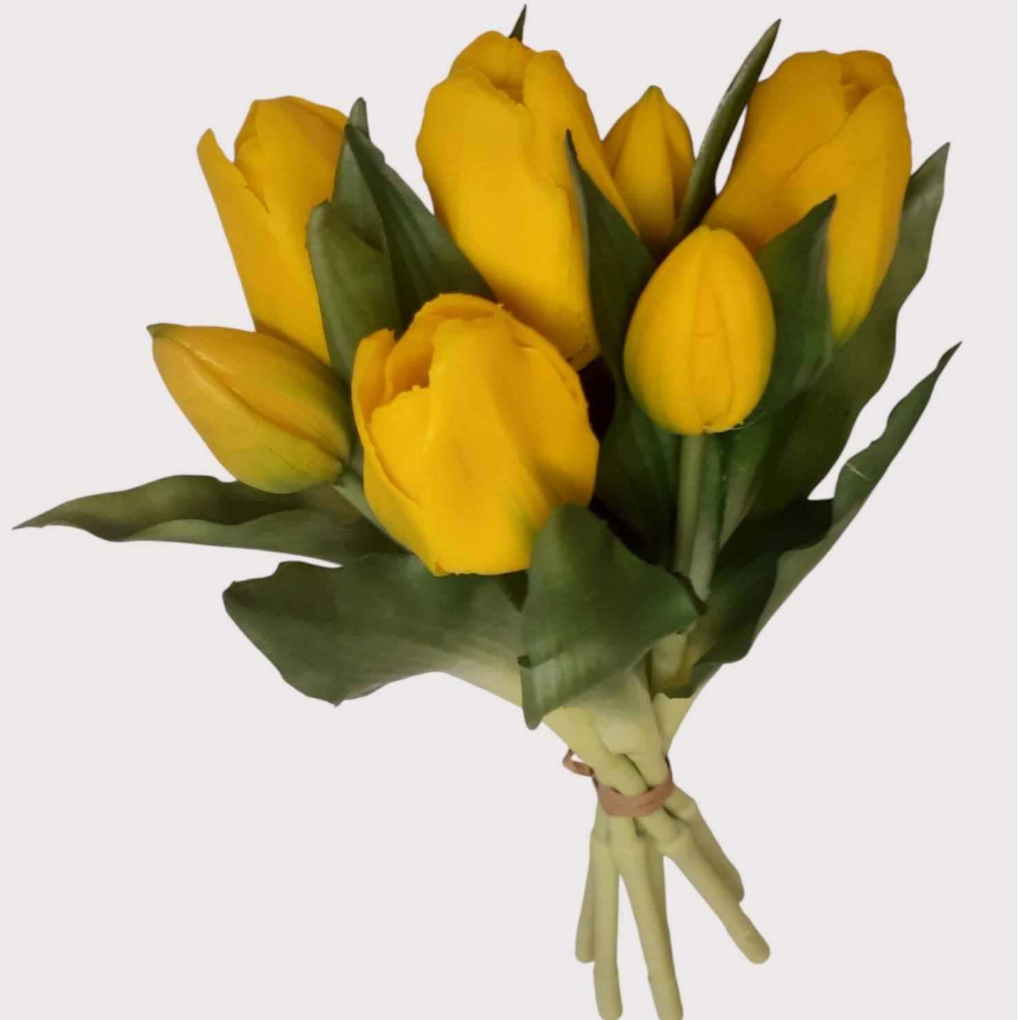 Tulipan silikonowy – wiązka dekoracyjna, 28 cm, żółty, kod: 330