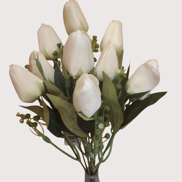 Tulipan – bukiet 9 kwiatów 40 cm, biały, kod: 2211