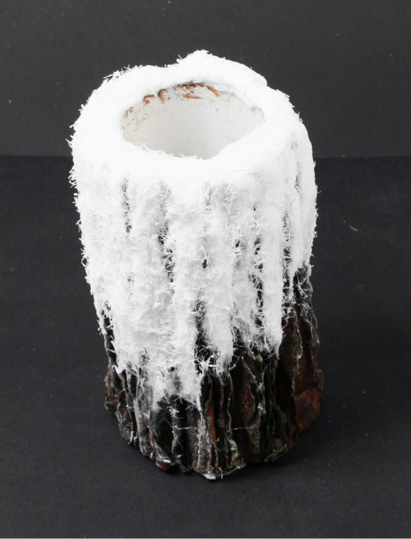 Wazon ośnieżony – imitacja kory z gąbką florystyczną 18 cm kod: 6384