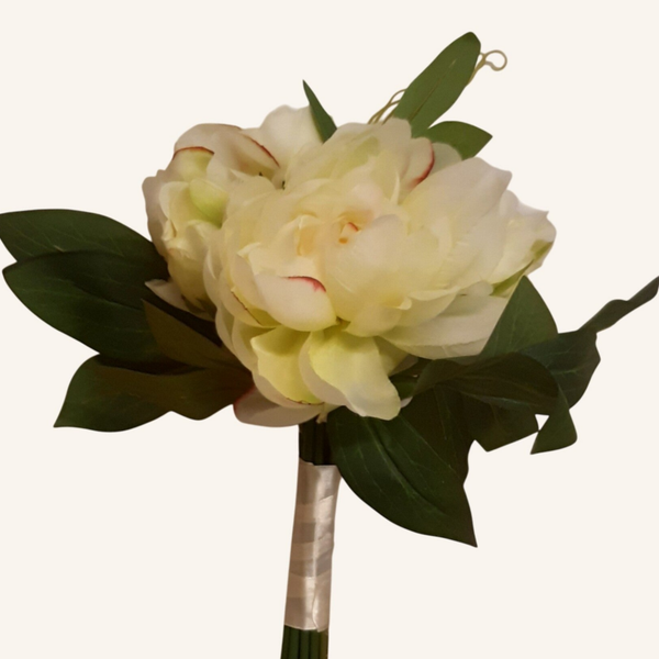 Peonia – gotowy bukiet, 30 cm, zielono-żółty, kod: 407