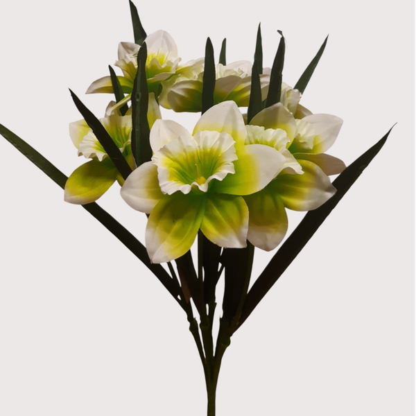 Żonkil – bukiet dekoracyjny, 57 cm, biało zielony, kod: 8195