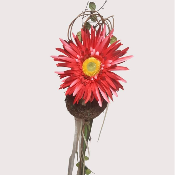 Gerbera stroik, 60 cm, czerwona, 12 sztuk,  kod: 310014
