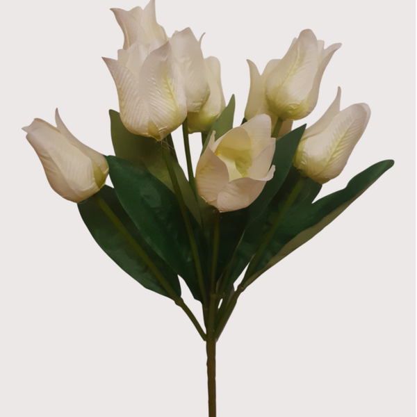 Tulipany – bukiet dekoracyjny, 42 cm, biały, kod: 2213