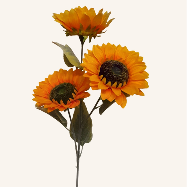 Słonecznik – gałązka 3 kwiaty z liśćmi 90 cm, kod: 747