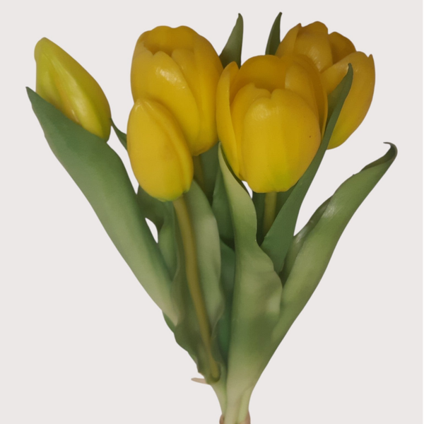 Tulipan silikonowy – wiązka dekoracyjna, 31 cm, żółty, kod: 919