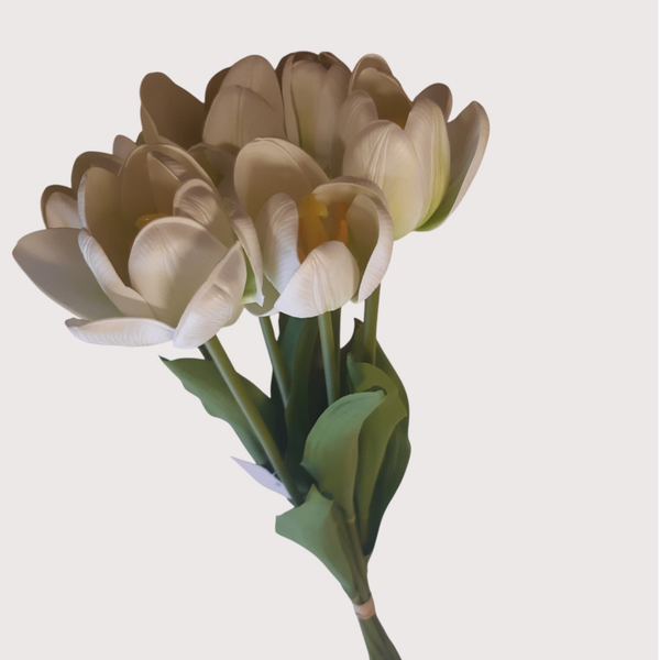 Tulipan silikonowy – wiązka 7 kwiatów, 55 cm, biały, kod: 311