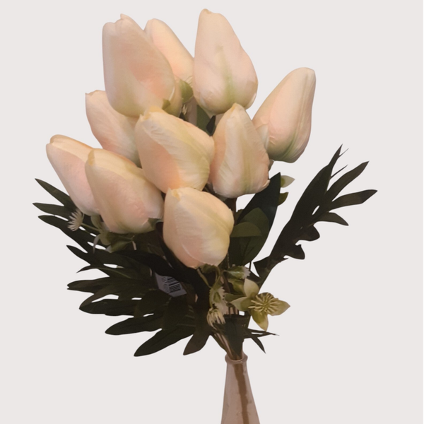 Tulipan – bukiet 11 kwiatów 54 cm, biały z różem, kod: 3905