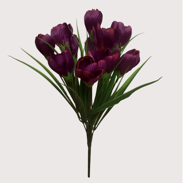 Krokusy – bukiet na piku, 36 cm, bordowy, kod: 1172
