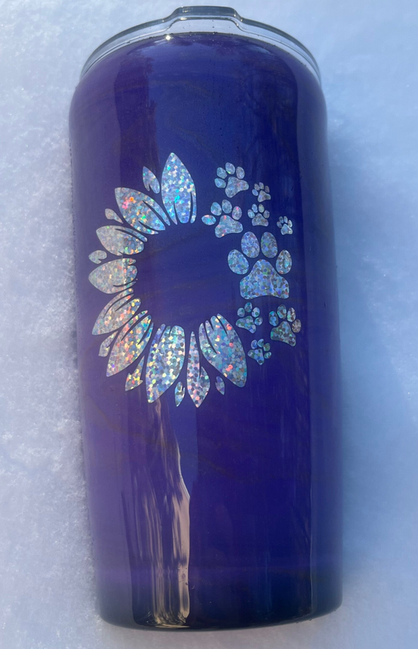 20 ounce Purple Paw/Flower